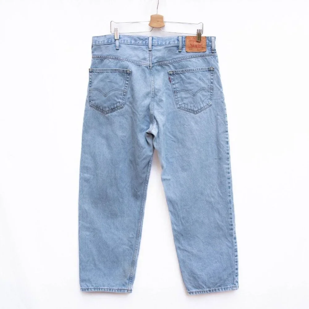 Levis Jeans Mens 40x30 Blue 550 Relaxed‎ Straight American Light Wash Denim